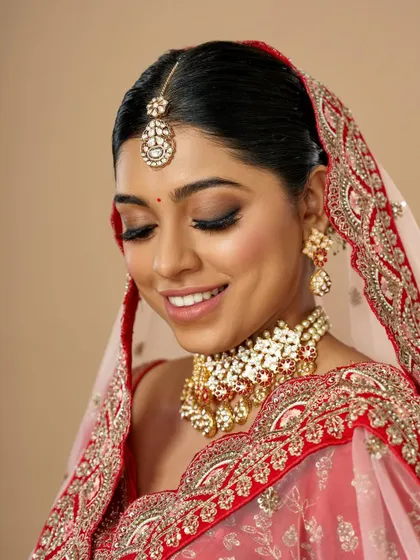 A smiling bride shows how a well-done classic look can feel both traditional and joyful. The soft smokey effect on the lids adds a touch of modern glamour.