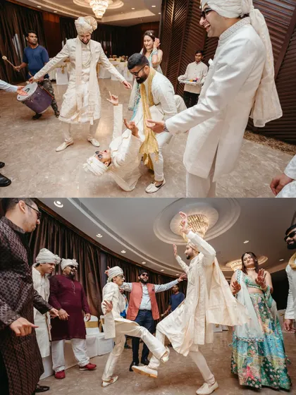 The baaraat isn't just a procession; it's a party on wheels. We get right in the middle of the action to capture the electric energy, the wild dance moves, and the incredible bond between the groom and his squad.