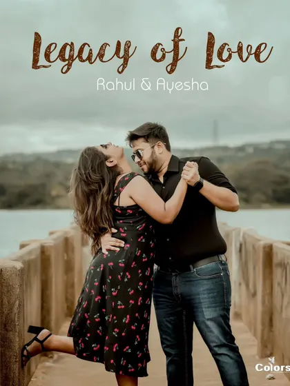 A romantic dance pose on a pier at dusk, titled "Legacy of Love."
