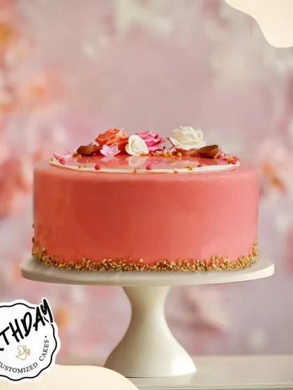 For Aprajita in Satya Niketan, I created this masterpiece of pink beauty. The smooth, glossy finish and delicate floral accents make it a simple yet incredibly elegant birthday cake.