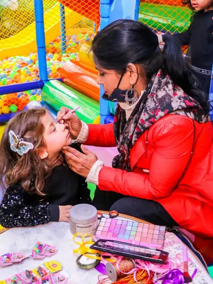 Face painting is always a favorite party activity. Our talented artists can create beautiful designs, like this butterfly, transforming kids into their favorite characters or animals.