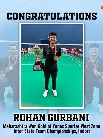 Gold for Maharashtra. We are proud of Rohan Gurbani for his pivotal role in the team's victory at the Yonex Sunrise West Zone Inter State Team Championships. His performance is an inspiration to all our aspiring athletes.