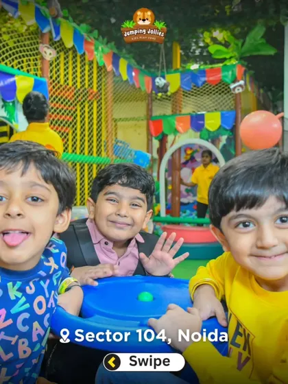 Three happy faces enjoying their time together. Our play zone is the perfect spot for friends to hang out and have fun.