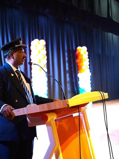 An esteemed guest addresses the students and faculty, sharing inspiring words on the significance of Republic Day.