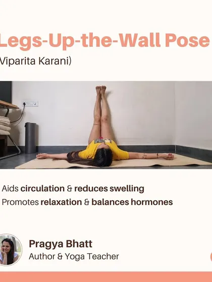 The Legs-Up-the-Wall Pose, or Viparita Karani, is a simple yet effective restorative pose for pregnant women. It aids circulation, reduces swelling in the legs and feet, and promotes relaxation to help balance hormones.