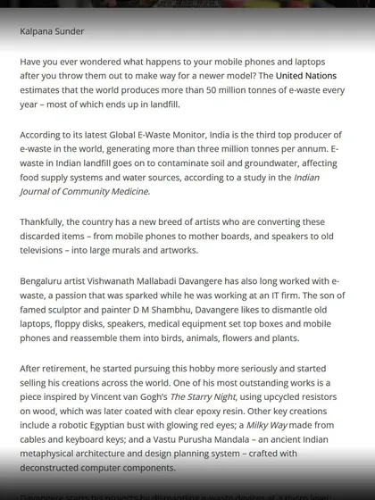 A screenshot of the article in "The National News" about my work, a feature that reaches millions in the Middle East.