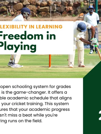 Our open schooling system offers a flexible academic schedule that aligns with cricket training, giving students the freedom to play without compromising their education.
