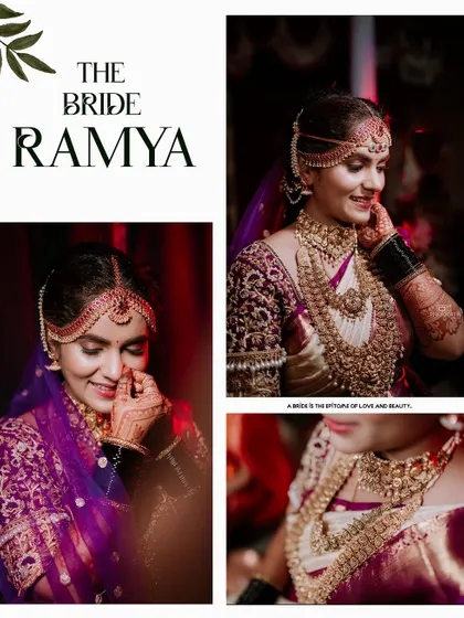 A collage dedicated to the bride, showcasing her beautiful smile and intricate wedding jewelry.
