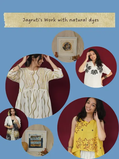 A showcase of Jagruti's work with natural dyes since her time with us. From beautifully embroidered tops to framed textile art, her dedication and creativity shine through.
