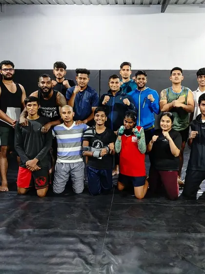 Our striking team posing together after a tough session.