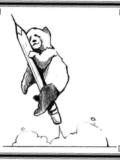 A panda riding a pencil rocket. Just a fun, random idea that would make a dope tattoo.