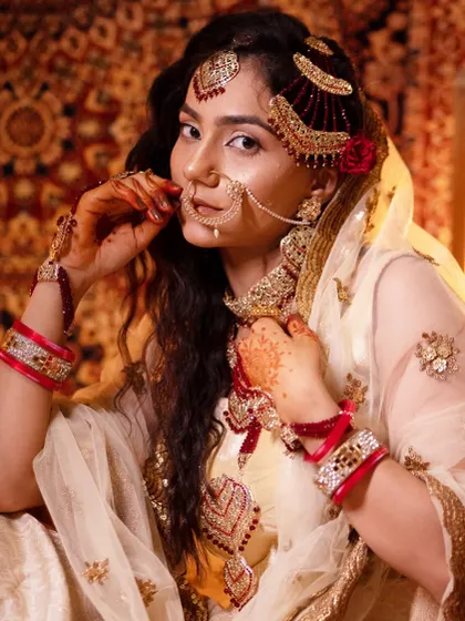 Another stunning recreation from the Heeramandi series, done by one of my students. This look features a beautiful headpiece and glowing skin, reflecting the show's signature style.