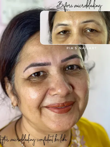 Another happy client showing off her new brows after a stroke microblading procedure. We designed a shape that lifts her eyes and adds beautiful definition to her face. The result is a more youthful and put-together look.
