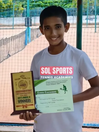 Deevit G.D. with his winner's plaque for the Boys U14 Singles title at the State Open Tennis Championships. Our programs are geared towards producing champions at every level.