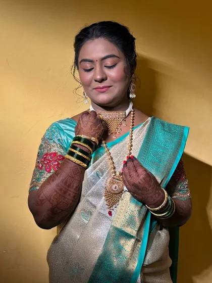 My engagement bride Shamta, embracing her melanin magic. This close-up shows the soft, glowing makeup.