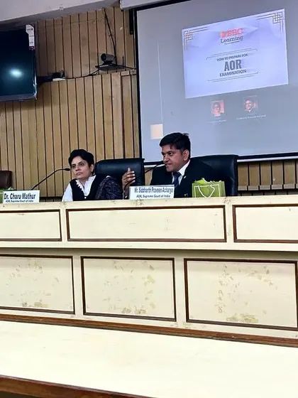 On the panel with Dr. Charu Mathur, sharing tips and strategies for cracking the Supreme Court's AOR exam.