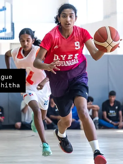 Here is Ishitha, the MVP of the Winter League Girls tournament, driving to the basket. Her performance was a masterclass in skill and leadership.
