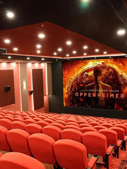 A duplicate of 266, this shot captures the stunning visual impact of the Oppenheimer movie poster on the massive screen.
