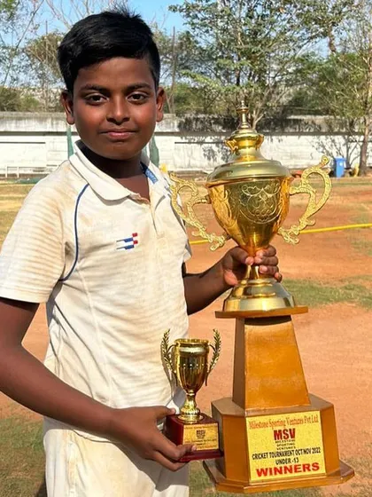 Harsh Kadam, named the Best Batsman of the MSV Cup tournament for scoring 299 runs.