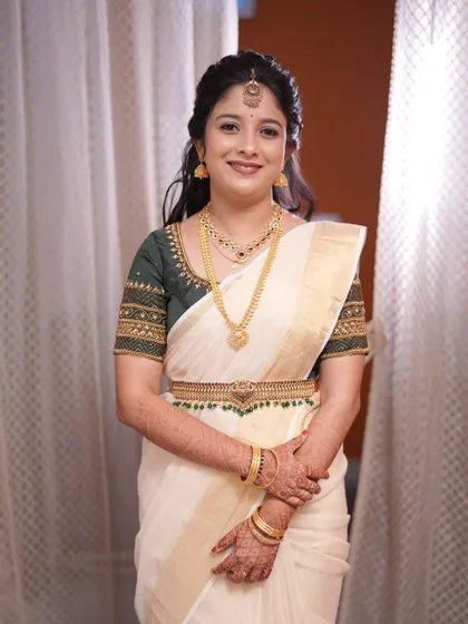 Sneha's complete look for her pre-wedding ceremony. I ensure my clients feel comfortable and beautiful.