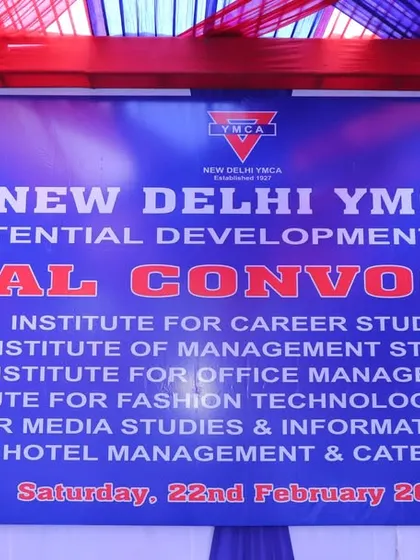The official banner for the New Delhi YMCA Annual Convocation, a significant event celebrating the academic achievements of our students across all institutes.