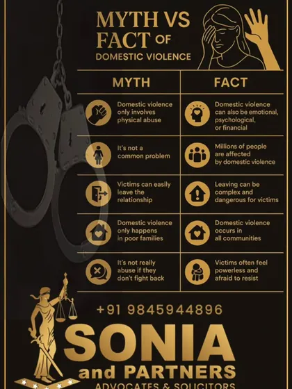 Domestic violence is surrounded by harmful myths that prevent victims from seeking help. It's crucial to understand that abuse is not just physical; it includes emotional, psychological, and financial control. It affects people across all communities, and leaving an abusive relationship is a complex and often dangerous process. I help clients navigate these difficult situations with facts and legal support.