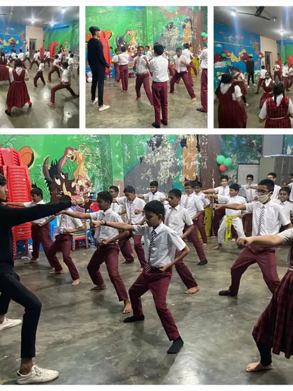 Our instructor Praveen leading a class at St. Mark's Convent in Rajajinagar. We tailor our programs to fit the school environment, focusing on focus and fitness.