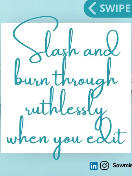 This carousel post shares my top tips for overcoming writer's block. The key is to write without fear and edit without mercy. I encourage writers to read widely, use creative forms like mind maps, and remember that nobody gets to see your messy first draft.