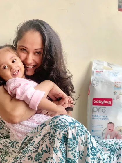 My daughter and I with her Babyhug Pro diapers. I love collaborating with brands like this that offer real value and quality for moms and babies.