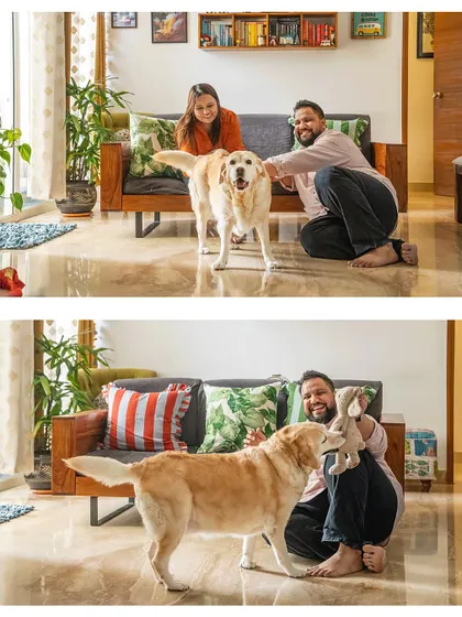 A collage from Mhysa's at-home senior session. It perfectly captures her personality and the comfortable, loving environment of her home.