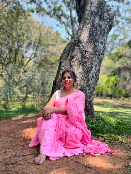Feeling serene and happy during this outdoor photoshoot.