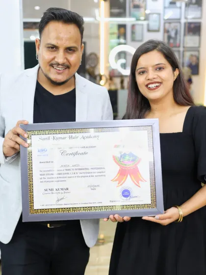 A happy student after completing her professional hairstyling course. I am committed to providing the best education and support to help my students achieve their dreams.