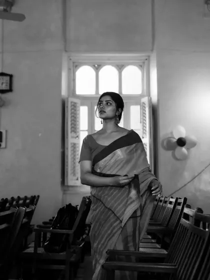 A full series shot around Colaba and CST, blending historic architecture with elegant saree styling. The mix of color and black and white photos shows the versatility of the location and the mood we can create.