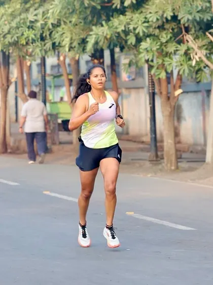 In full stride during the Vrukshathon Heritage Run in Bijapur. Even when a race isn't a primary goal, I believe in giving it my best effort. This approach led to a personal best time.