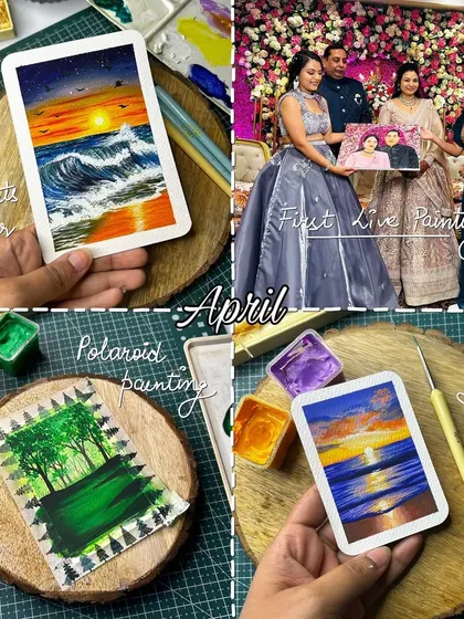 A photo dump from April, featuring my first live painting event and some polaroid paintings.