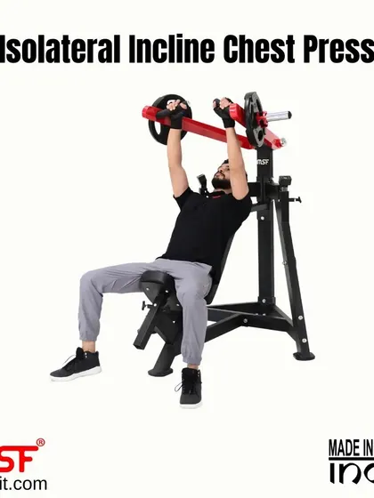 A user performs an incline chest press on our Isolateral machine, targeting the upper pectoral muscles.
