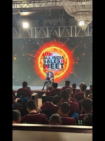 A keynote session at the TAFE All India Sales Meet. We managed the console and stage to ensure the presentation was engaging and impactful for all dealers in attendance.