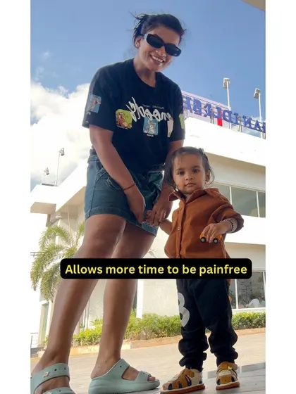 Being pain-free allows me to be more present and playful with my son. This is a huge benefit of consistent exercise.