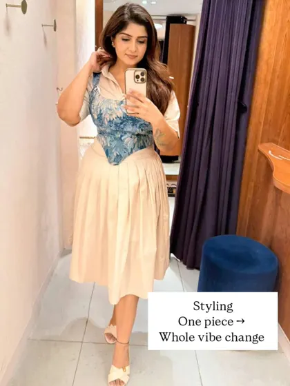 The 'after' look: adding one statement piece, a jacquard corset, completely transforms the outfit into something charming and statement-worthy.