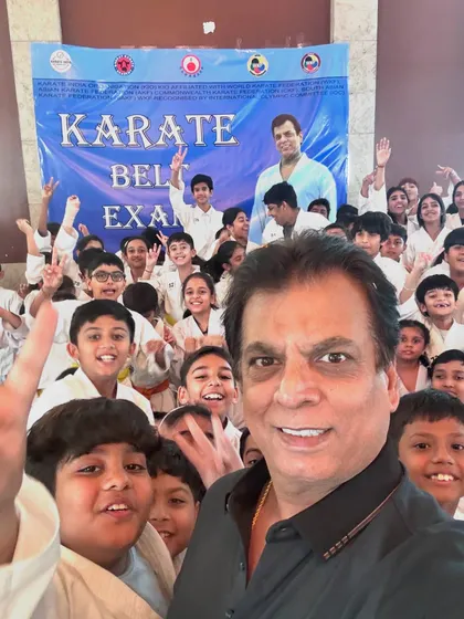 A fun selfie with the students. It is important to make karate an enjoyable and rewarding journey for children.