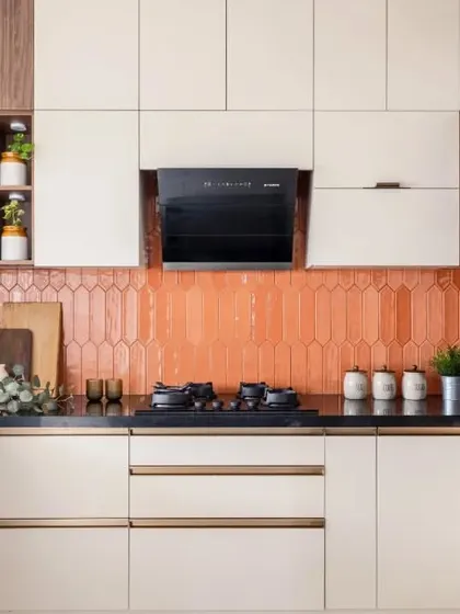 This view shows the integrated oven and microwave unit, demonstrating how I plan for every appliance to create a seamless and organized kitchen layout.