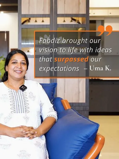 "Fabdiz brought our vision to life with ideas that surpassed our expectations," says Uma K. It was an honor to design the 'Blackwood' apartment to reflect her family's elegant and modern lifestyle.