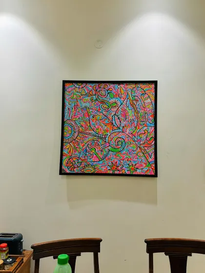 A straight-on shot of the 'It's all connected' framed canvas print. The high-resolution printing captures every tiny detail and color from the original artwork.