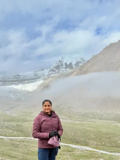 My retreats also take us to the mountains. This was taken during a transformative trek to Mount Kailash, a journey that tests your physical strength and deepens your spiritual connection.