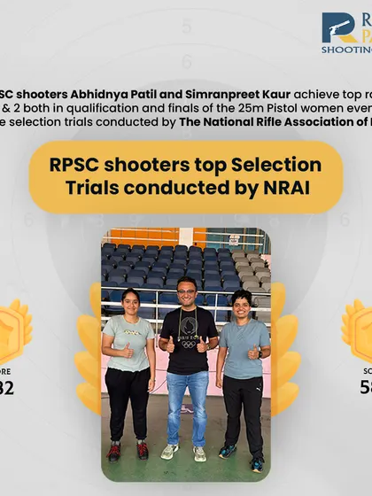 Our shooters Abhidnya Patil and Simranpreet Kaur achieved top ranks in the 25m Pistol women event at the NRAI selection trials. Their dominance in both qualification and finals highlights our focus on creating complete competitors.