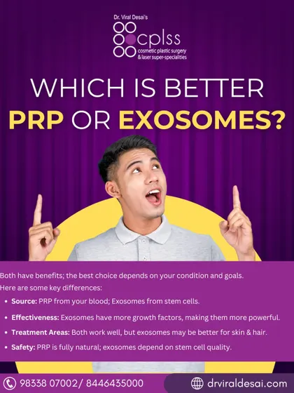 Many patients ask about the difference between PRP and Exosomes. Both are excellent regenerative treatments, but the best choice depends on your specific condition and goals. Exosomes often contain more concentrated growth factors, but PRP is a completely autologous option.