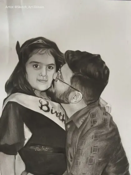 A heartwarming A4 portrait of a father and his daughter. Capturing these moments of love and affection is what makes my work so rewarding.
