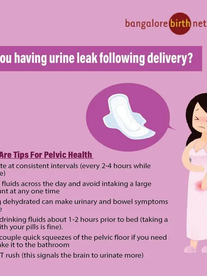 Leaking urine after delivery is very common, but you don't have to live with it. This infographic offers simple, practical tips for pelvic health, like urinating at consistent intervals and doing gentle pelvic floor squeezes. We believe in providing real solutions for postpartum recovery.