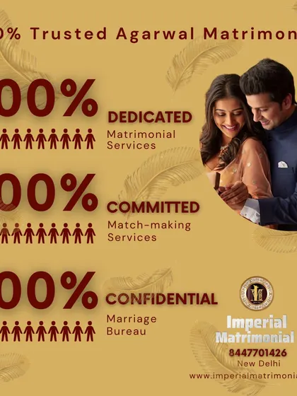 We are a 100% trusted Agarwal matrimonial service. Our dedicated, committed, and confidential marriage bureau ensures the highest level of service for the Agarwal community.