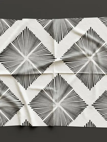 The abstract diamond pattern printed on a piece of fabric. The monochrome design is bold and graphic, making it a versatile choice for upholstery, bags, or clothing.